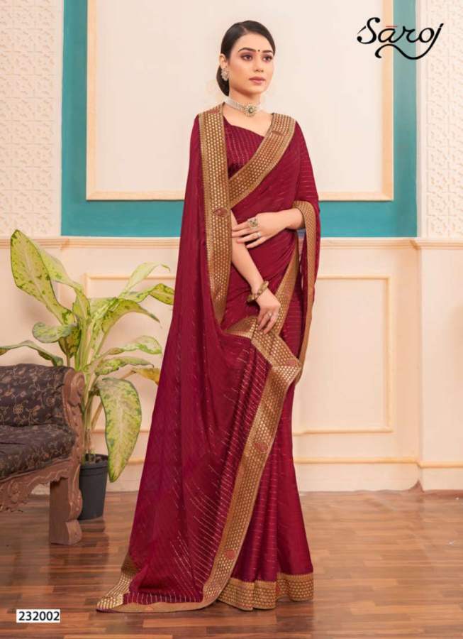 Saroj Prisha Designer Festive Wear Georgette Fancy Border Saree Collection